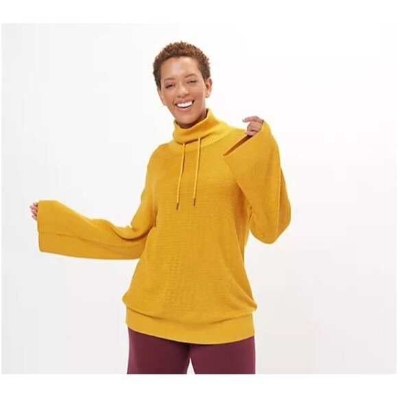 NWT Zuda Ecovero Mock-Neck Long-Sleeve Sweater Sz XXS Golden Knit Pullover - Picture 1 of 9
